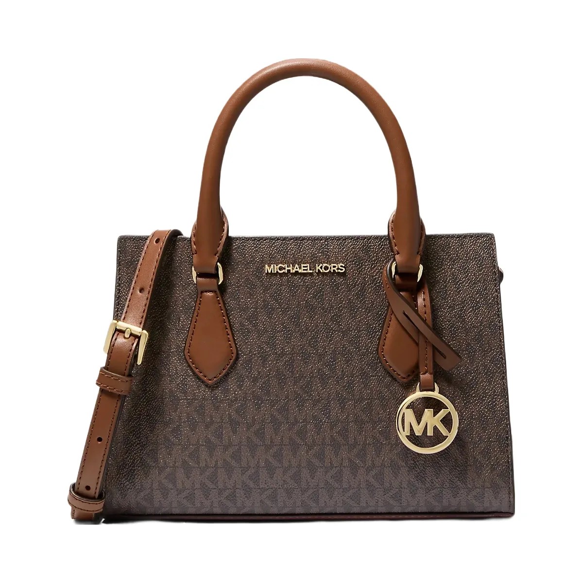 Michael Kors Sheila Small Signature Logo Satchel Brown - HypeFly India View 1