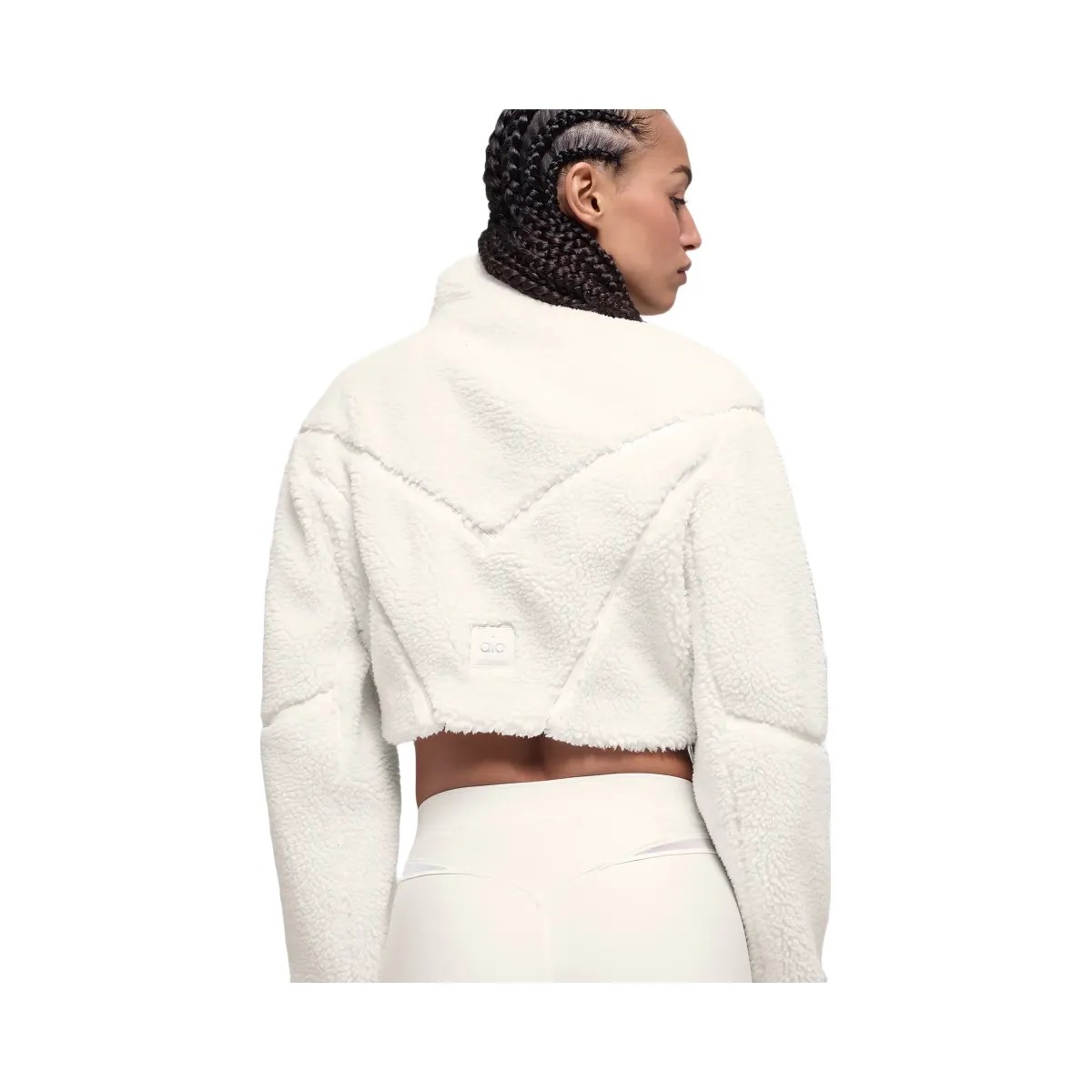 Alo Women's Sherpa Cropped Slope Side Jacket - Ivory - HypeFly India View 3