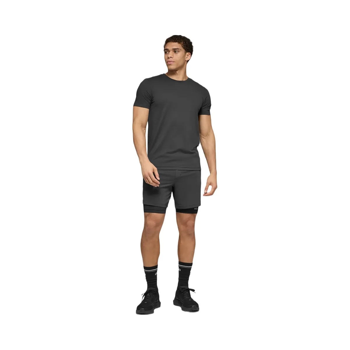 Alo Men's Conquer Reform Crewneck Short Sleeve - Anthracite - HypeFly India View 1