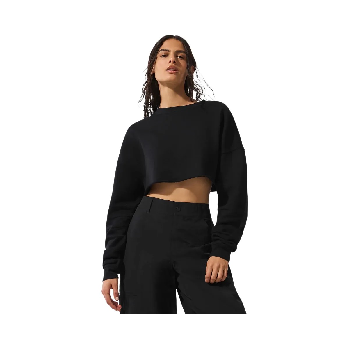Alo Women's Extreme Cropped Pullover - Black - HypeFly India View 1