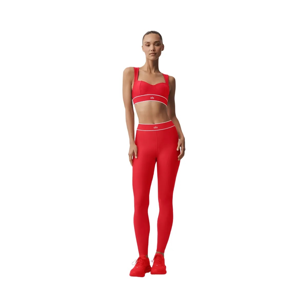 Alo Women's Airlift Alignment Bra - Bright Red/White - HypeFly India View 1