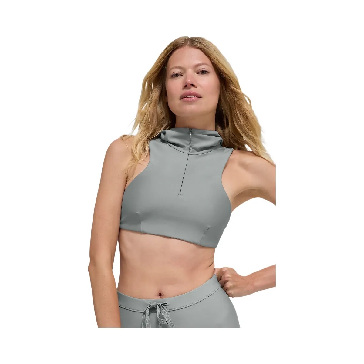 Alo Women's Airlift Light Speed Hooded Bra - Lunar Grey - HypeFly India View 1