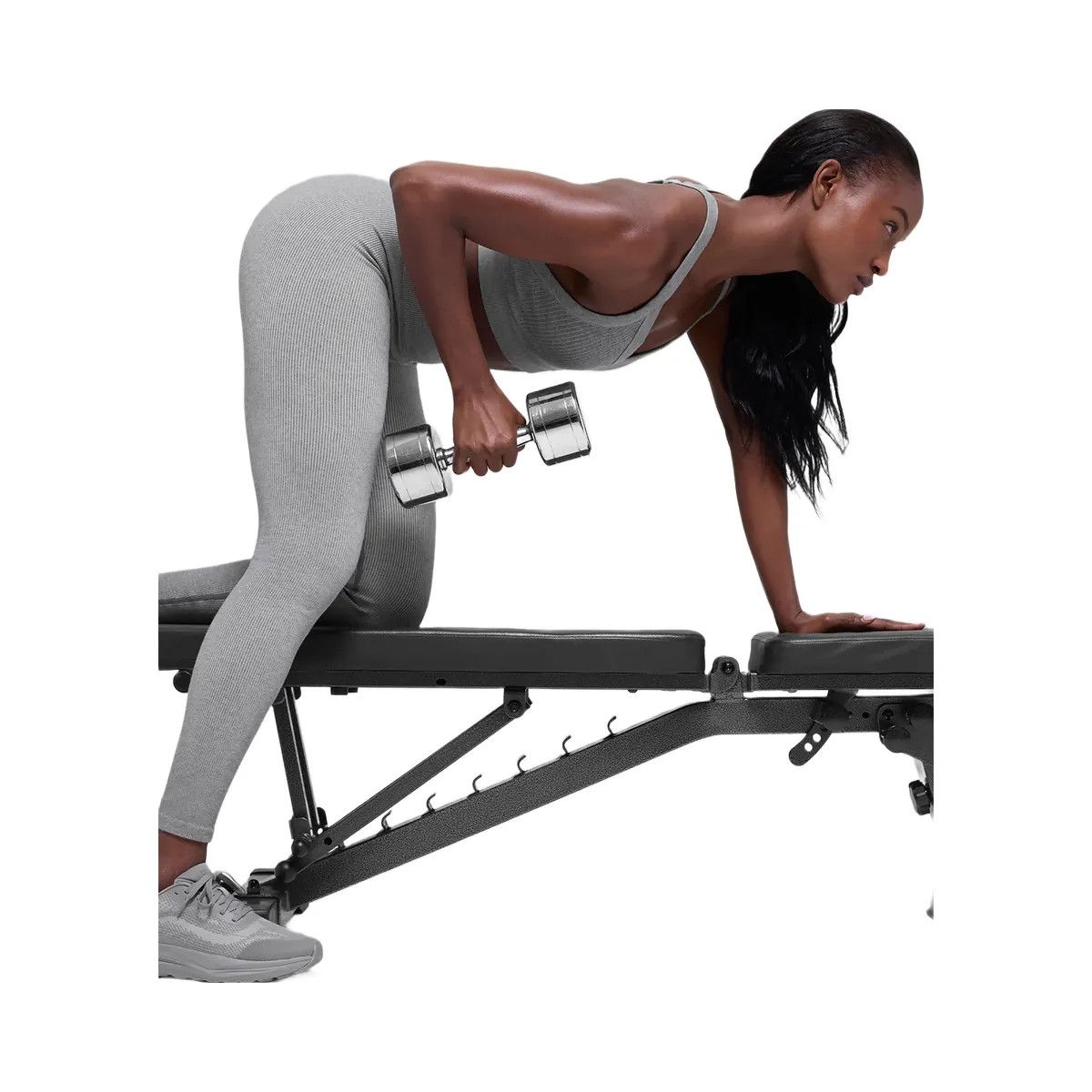 Alo Women's Seamless High-Waist Two Tone Rib Legging - Light Misty Grey Heather - HypeFly India View 6