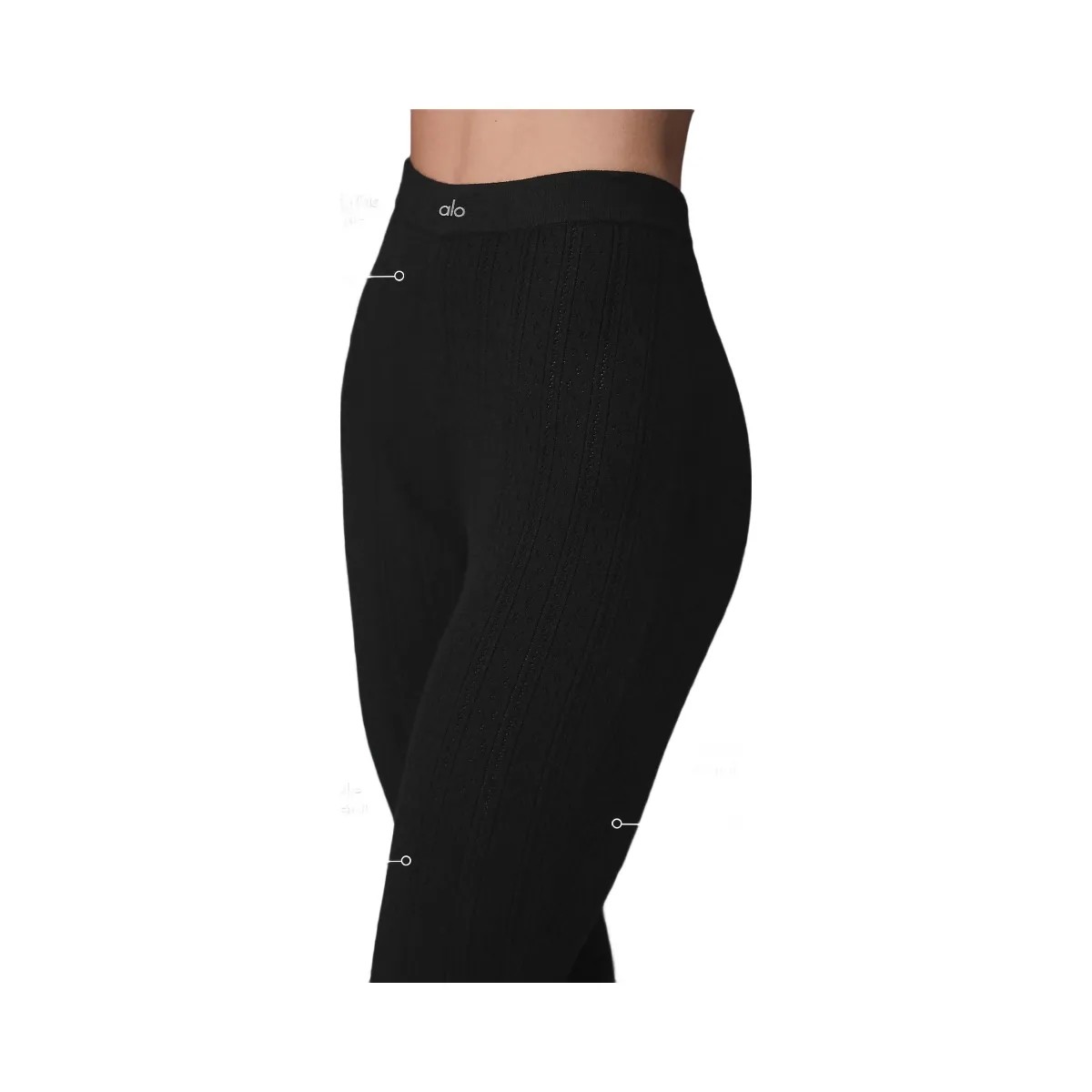 Alo Women's Pointelle Sweater High-Waist Be Mine Legging - Black - HypeFly India View 3
