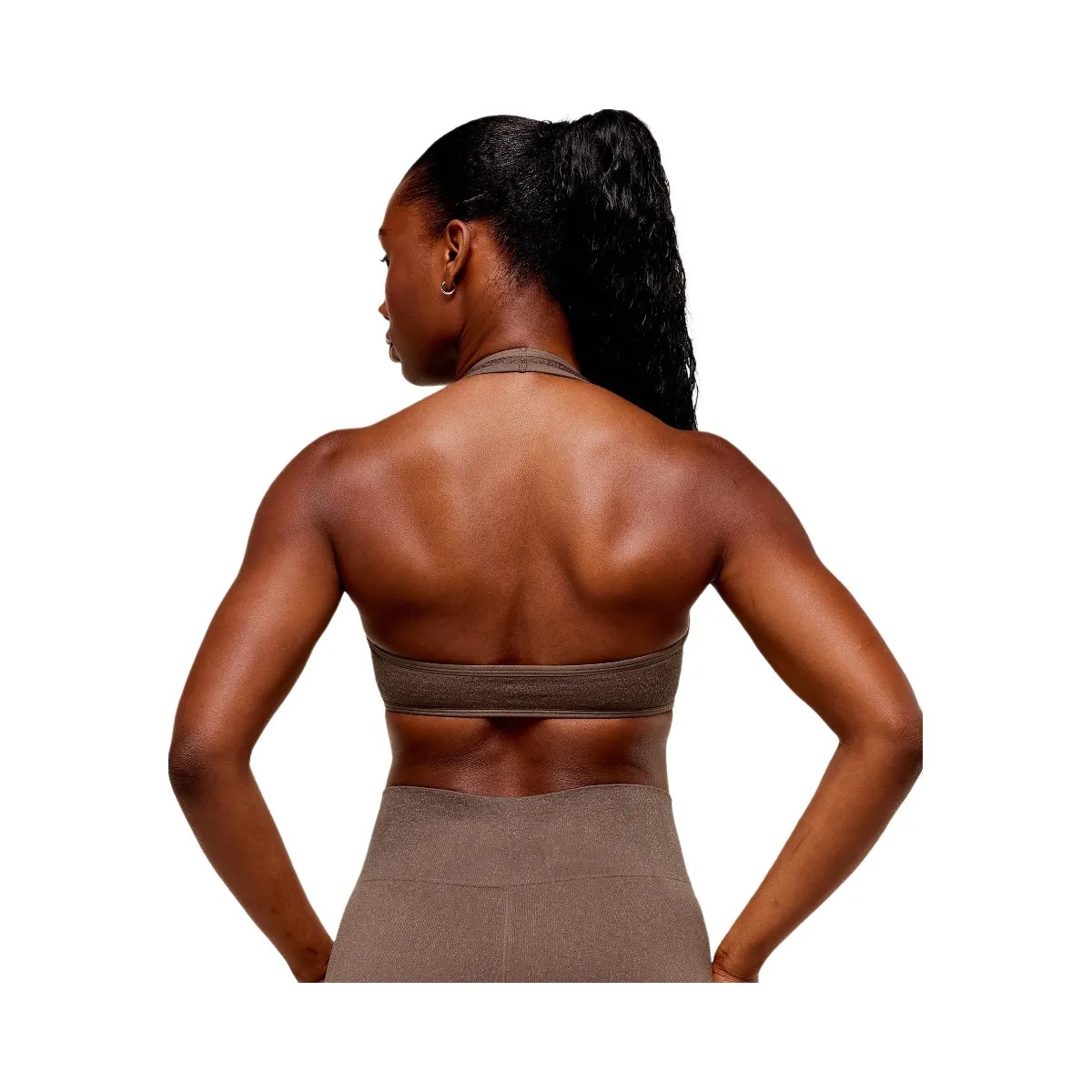 Gymshark Adapt Fleck x Whitney Halterneck Sports Bra - Soft Brown/Chestnut Pink - HypeFly India View 2