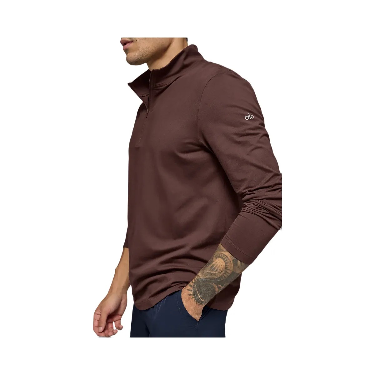 Alo Men's Conquer 1/4 Zip Reform Long Sleeve - Brownstone - HypeFly India View 4