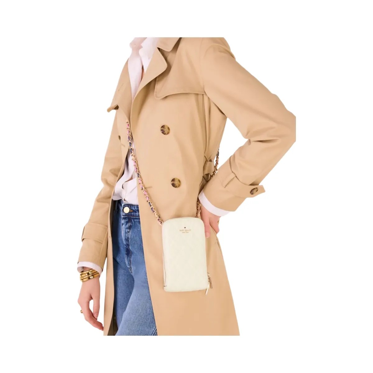 Kate Spade Carey Tweed Phone Chain Crossbody Cream Multi - HypeFly India View 2