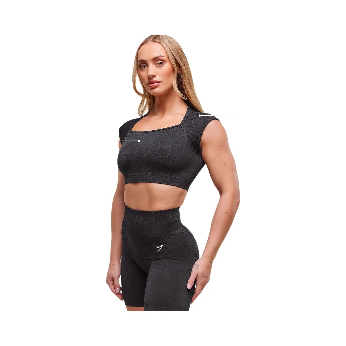 Gymshark Adapt Animal X Whitney Seamless Crop Top - Black/Asphalt Grey - HypeFly India View 3