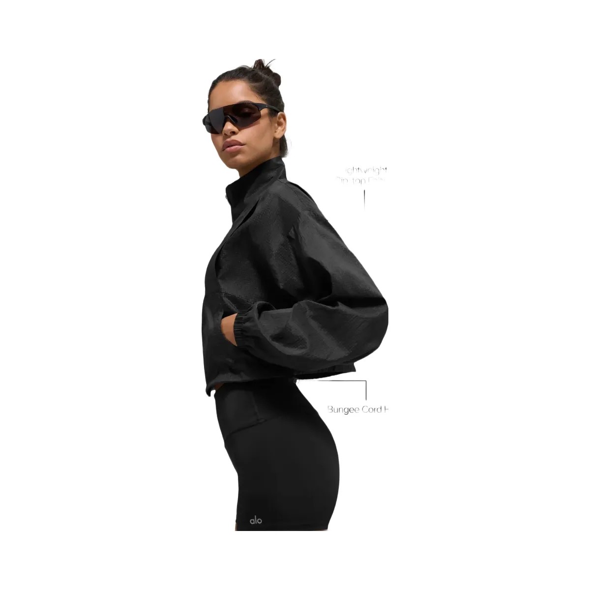 Alo Women's Game Time Full Zip Jacket - Black - HypeFly India View 2
