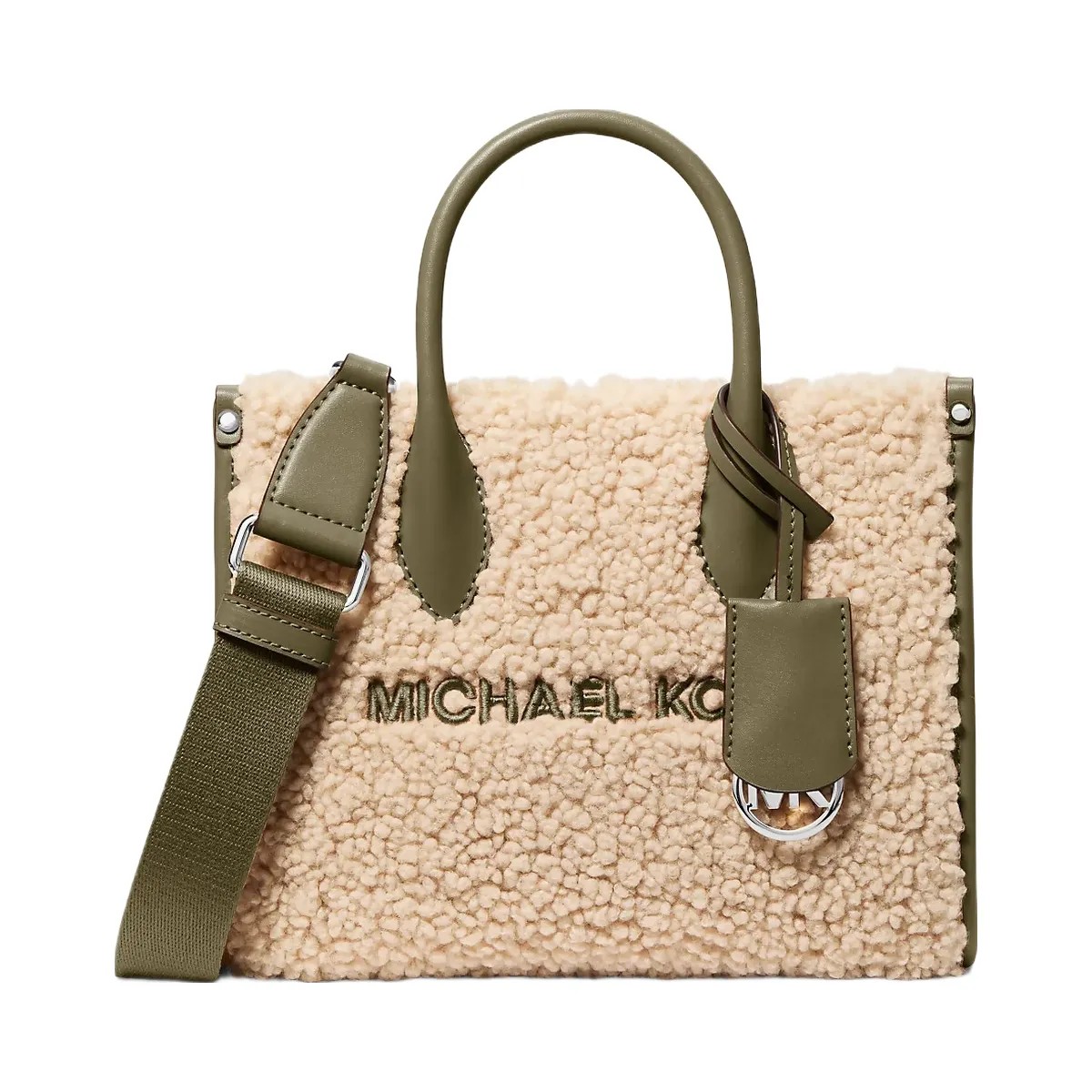 Michael Kors Mirella Small Faux Shearling Crossbody Bag Olive - HypeFly India View 1