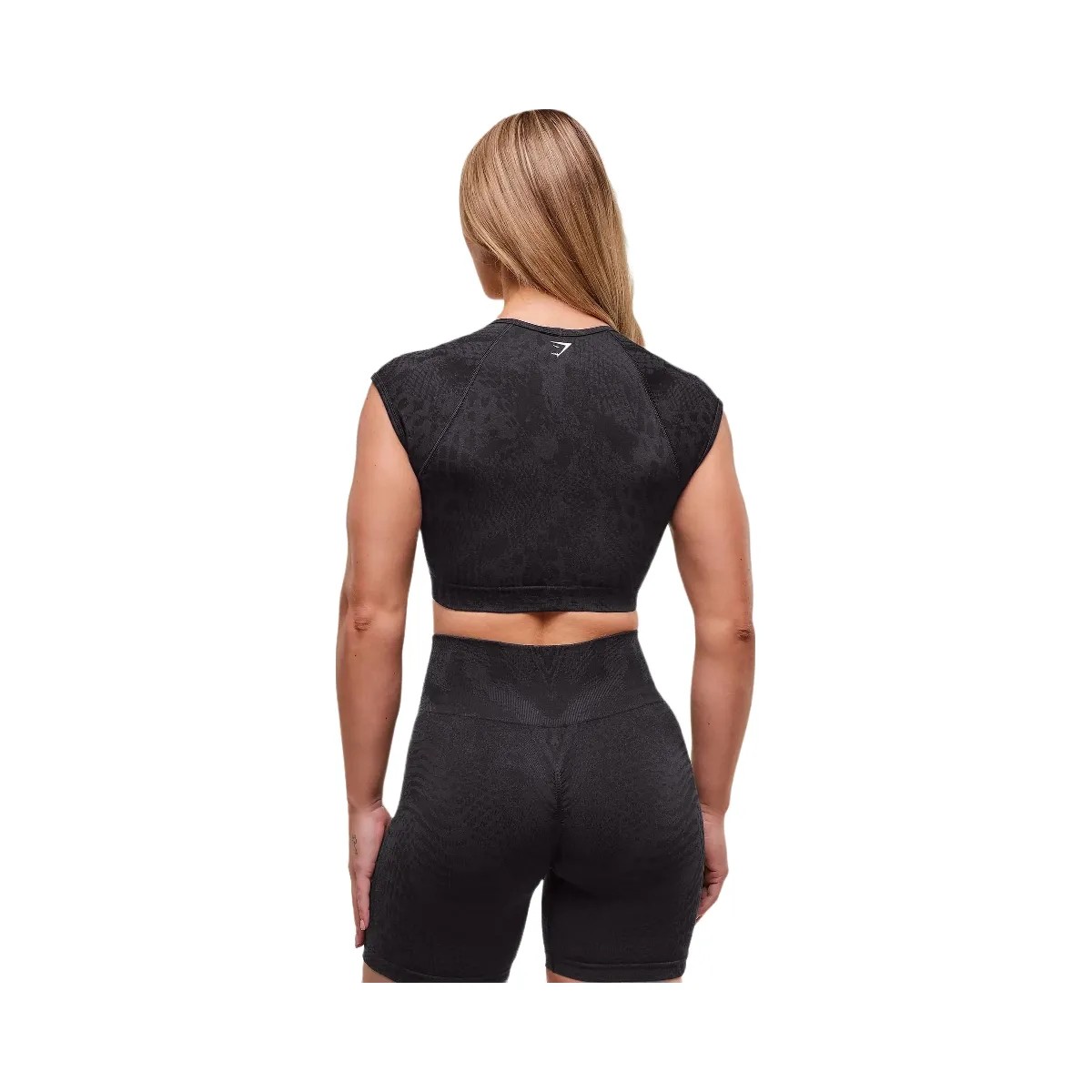 Gymshark Adapt Animal X Whitney Seamless Crop Top - Black/Asphalt Grey - HypeFly India View 2