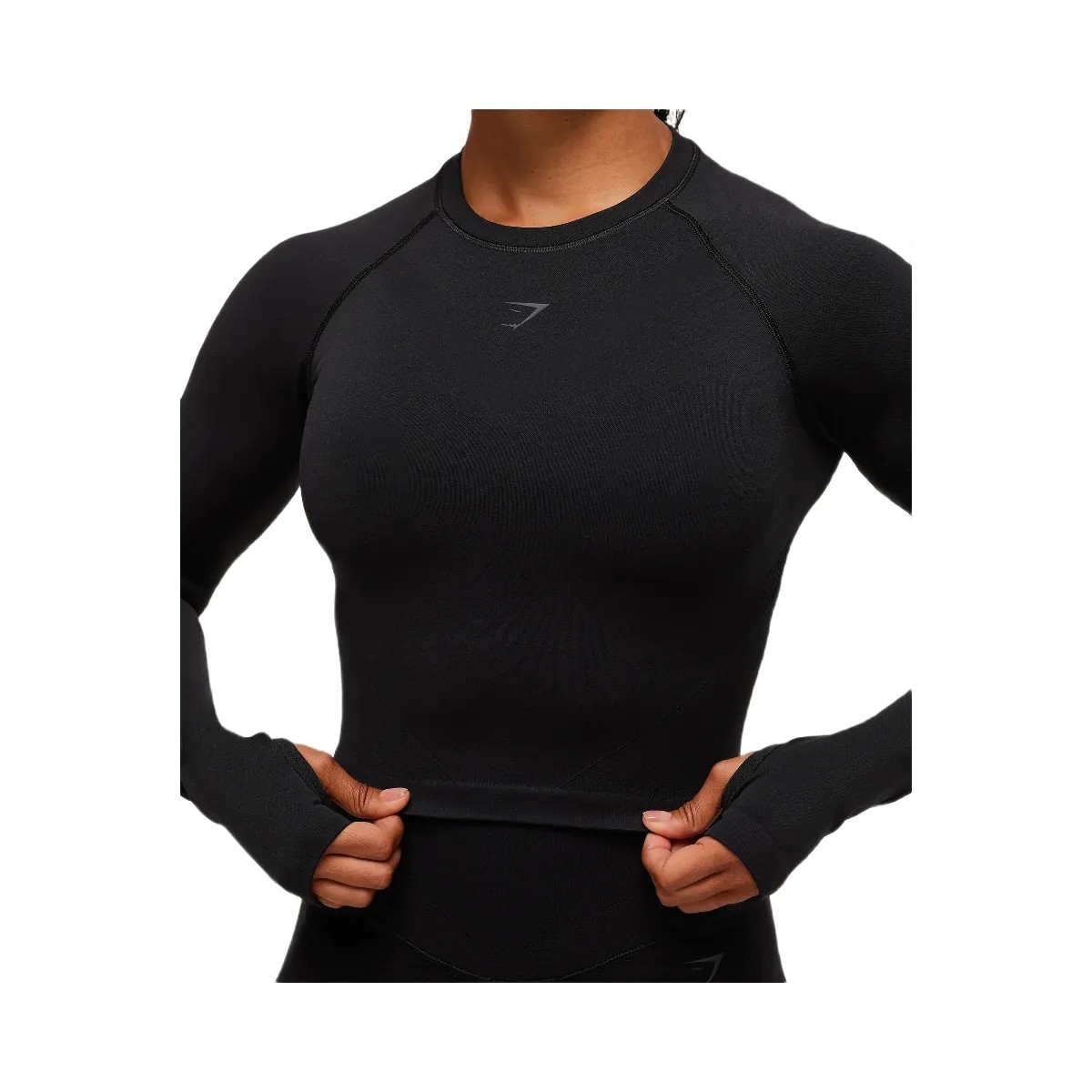 Gymshark Activate Long Sleeve Crop Top - Black - HypeFly India View 5