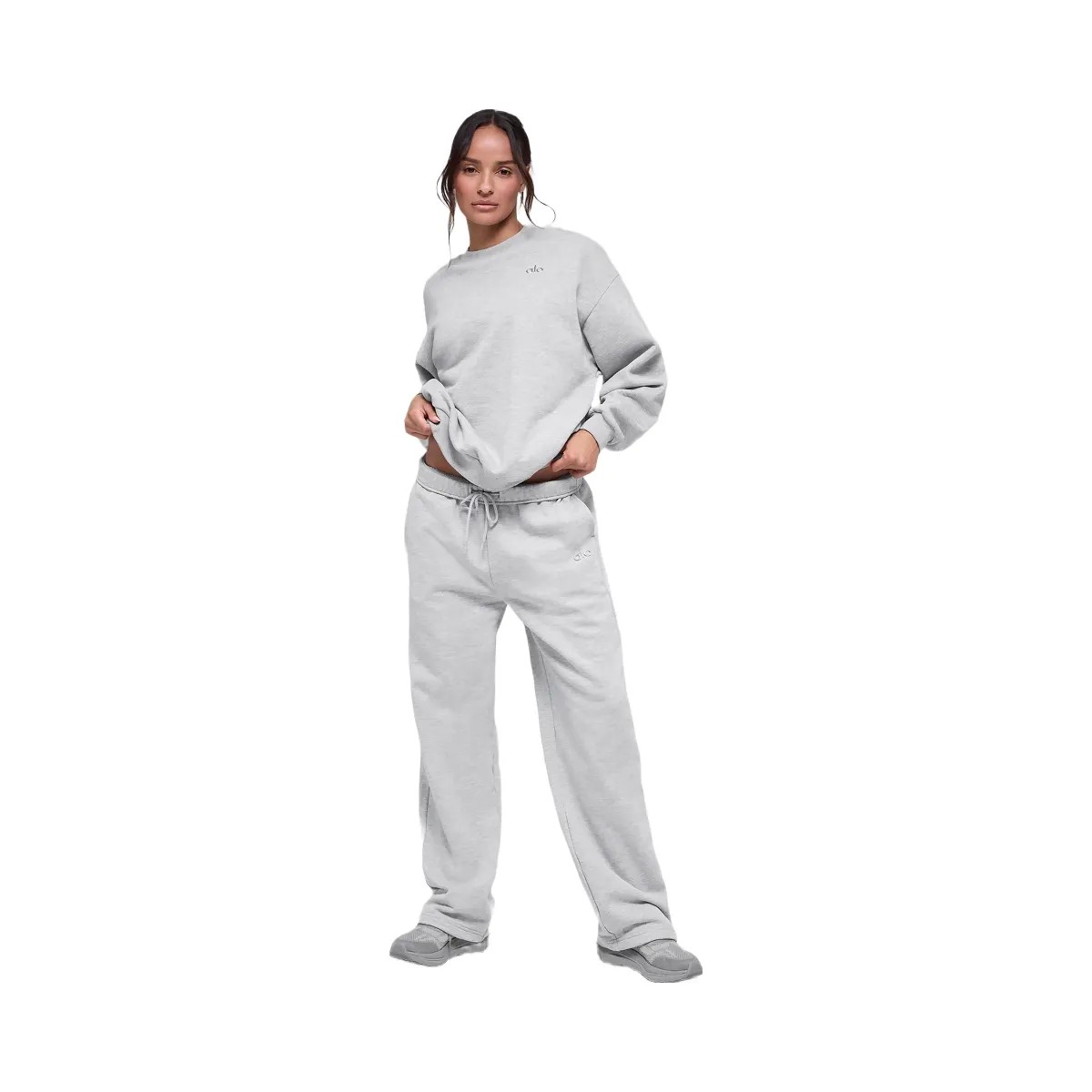 Alo Women's Accolade Crew Neck Pullover - Athletic Heather Grey - HypeFly India View 4