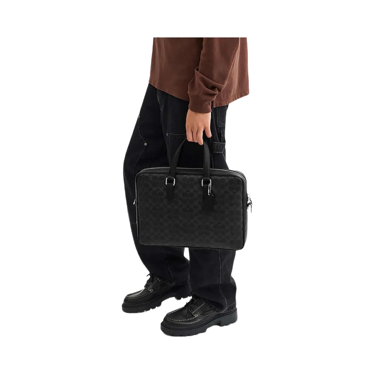 Coach Caden Brief Bag In Signature Canvas Black Signature - HypeFly India View 3