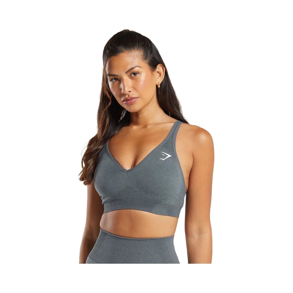 Gymshark Vital V Neck Sports Bra - Strong Grey Marl - HypeFly India View 6