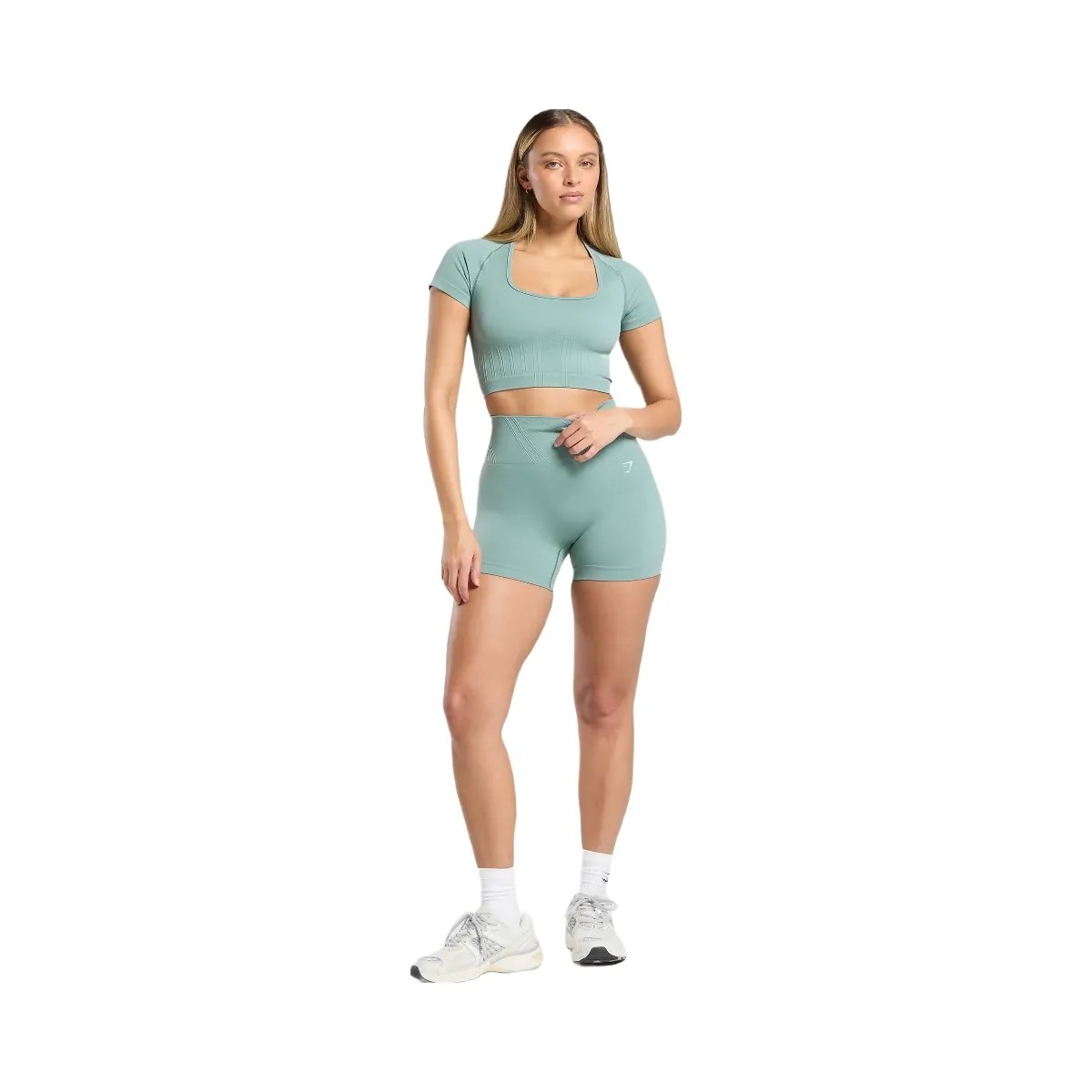 Gymshark Corset Seamless Crop Top - Celeste Blue - HypeFly India View 4