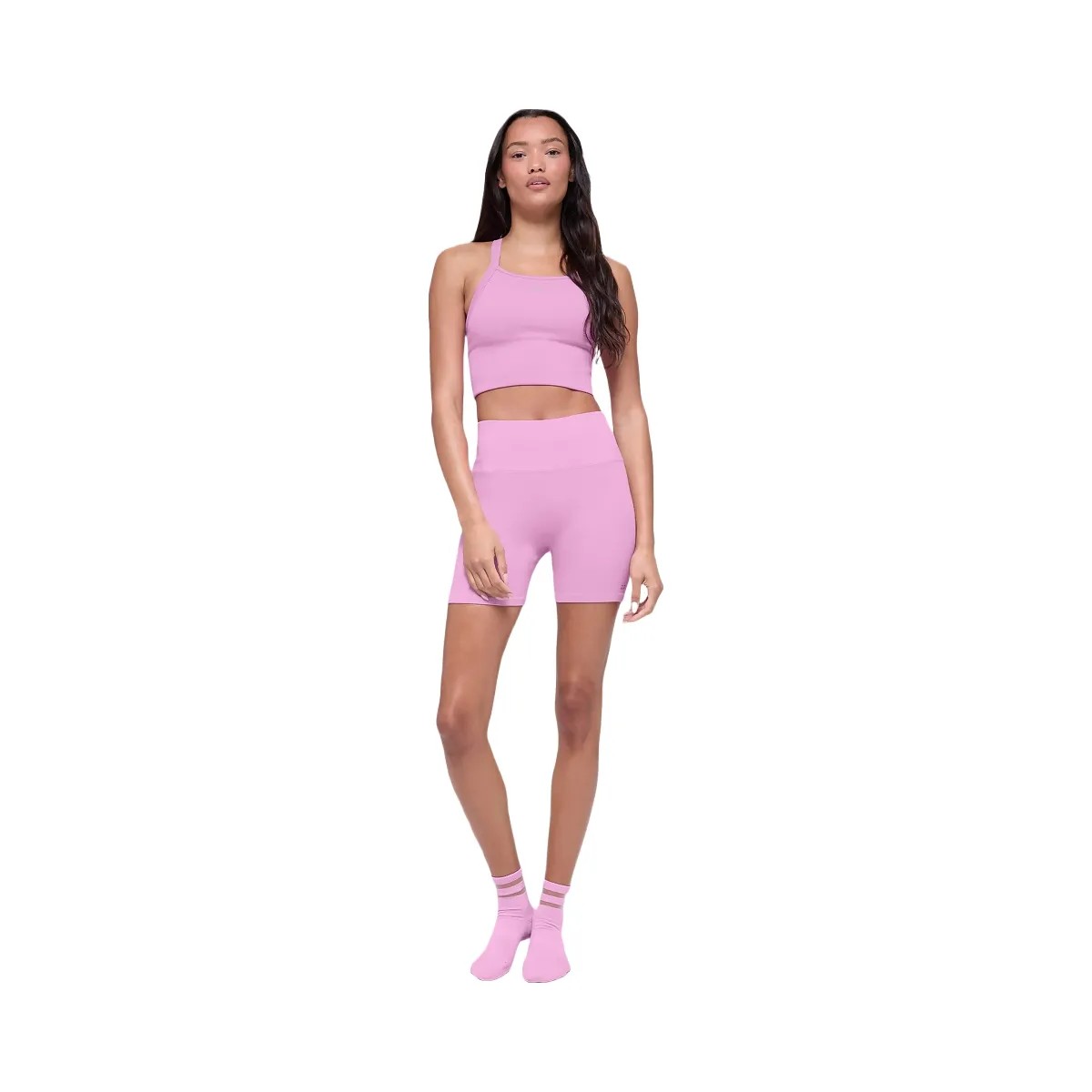 Alo Women's Seamless Ribbed Favorite Bra Tank - Candy Heart Pink - HypeFly India View 4