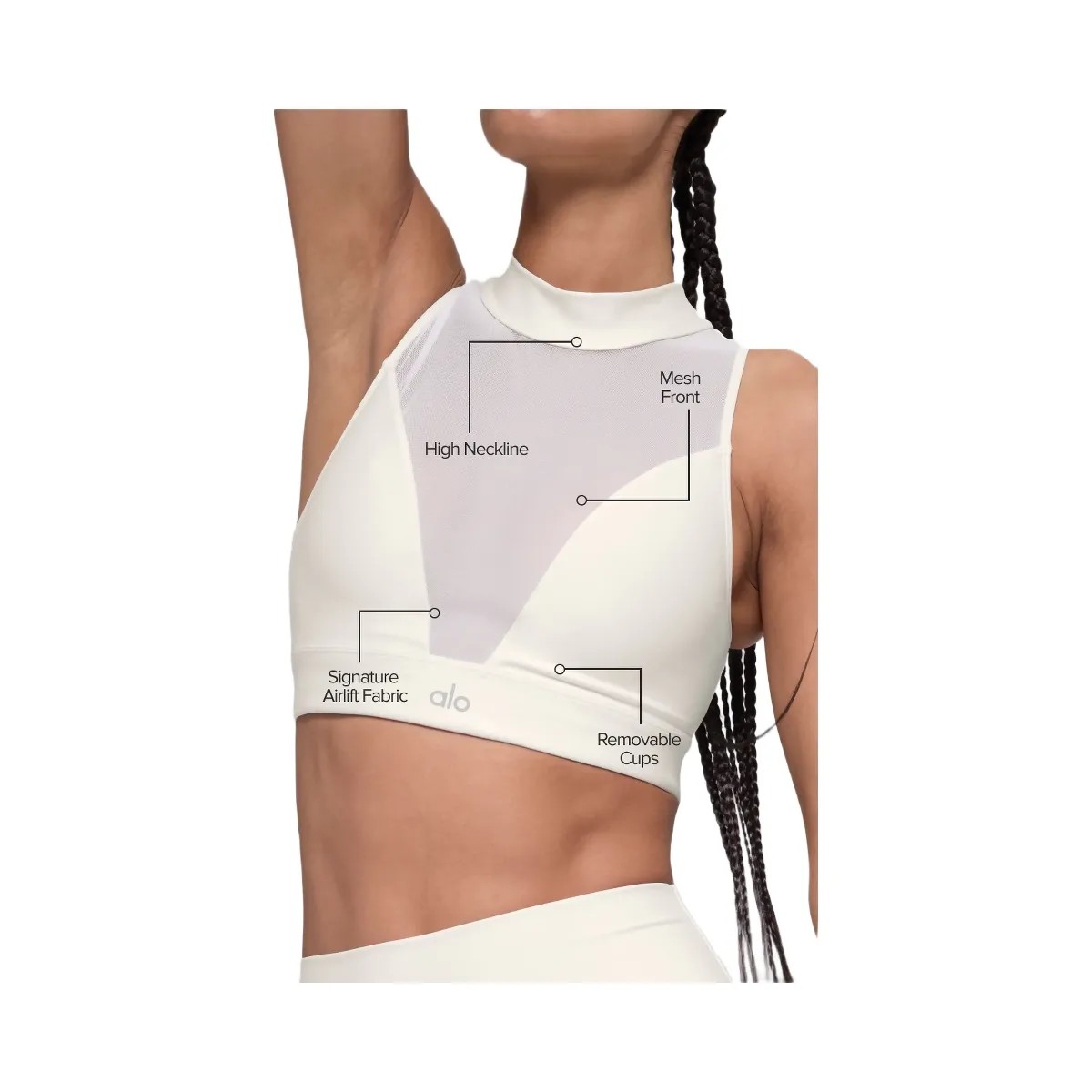 Alo Women's Airlift Mesh Infatuation Bra - Ivory - HypeFly India View 2