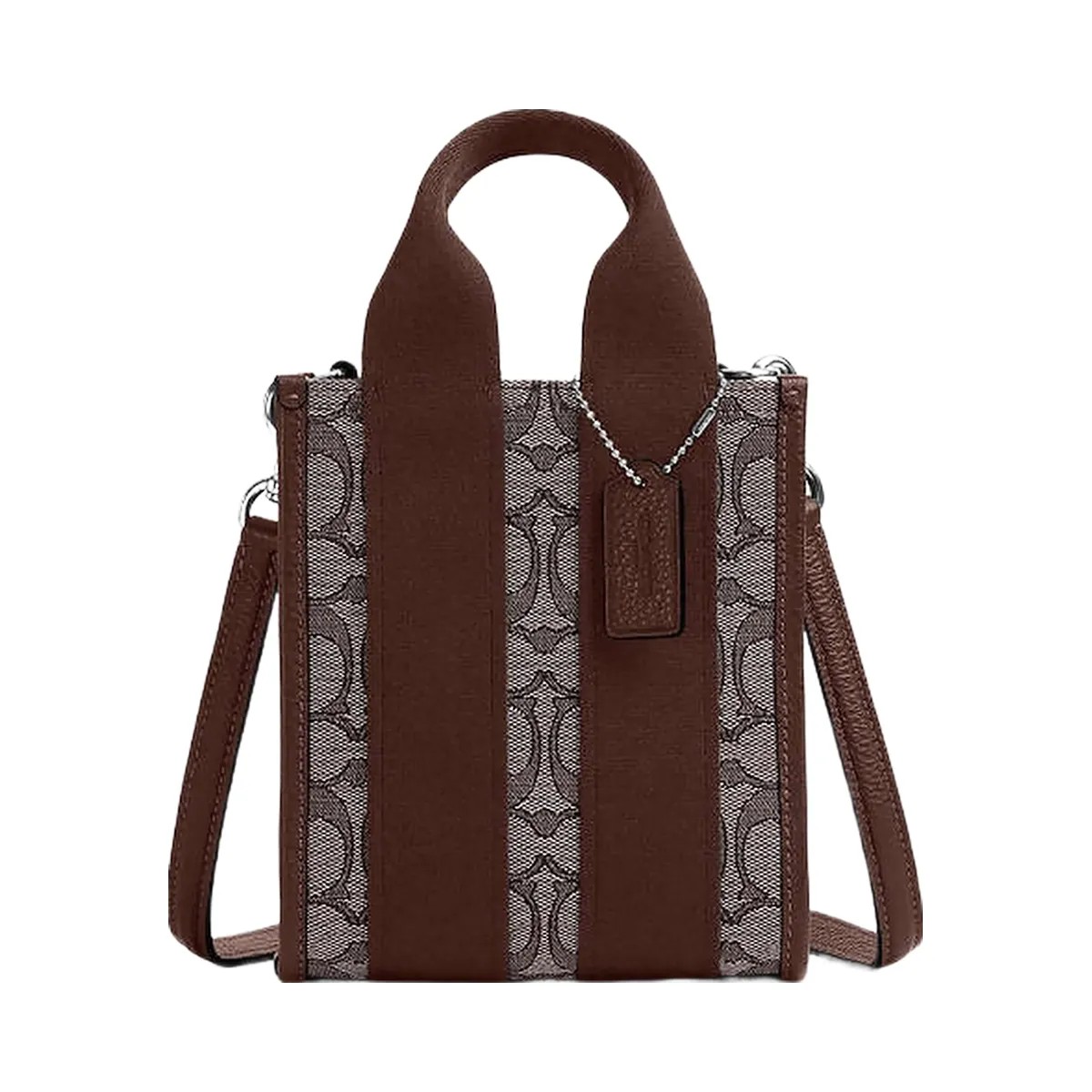 Coach Smith Mini Tote Bag In Signature Jacquard Signature Jacquard-Silver-Oak-Maple - HypeFly India View 1