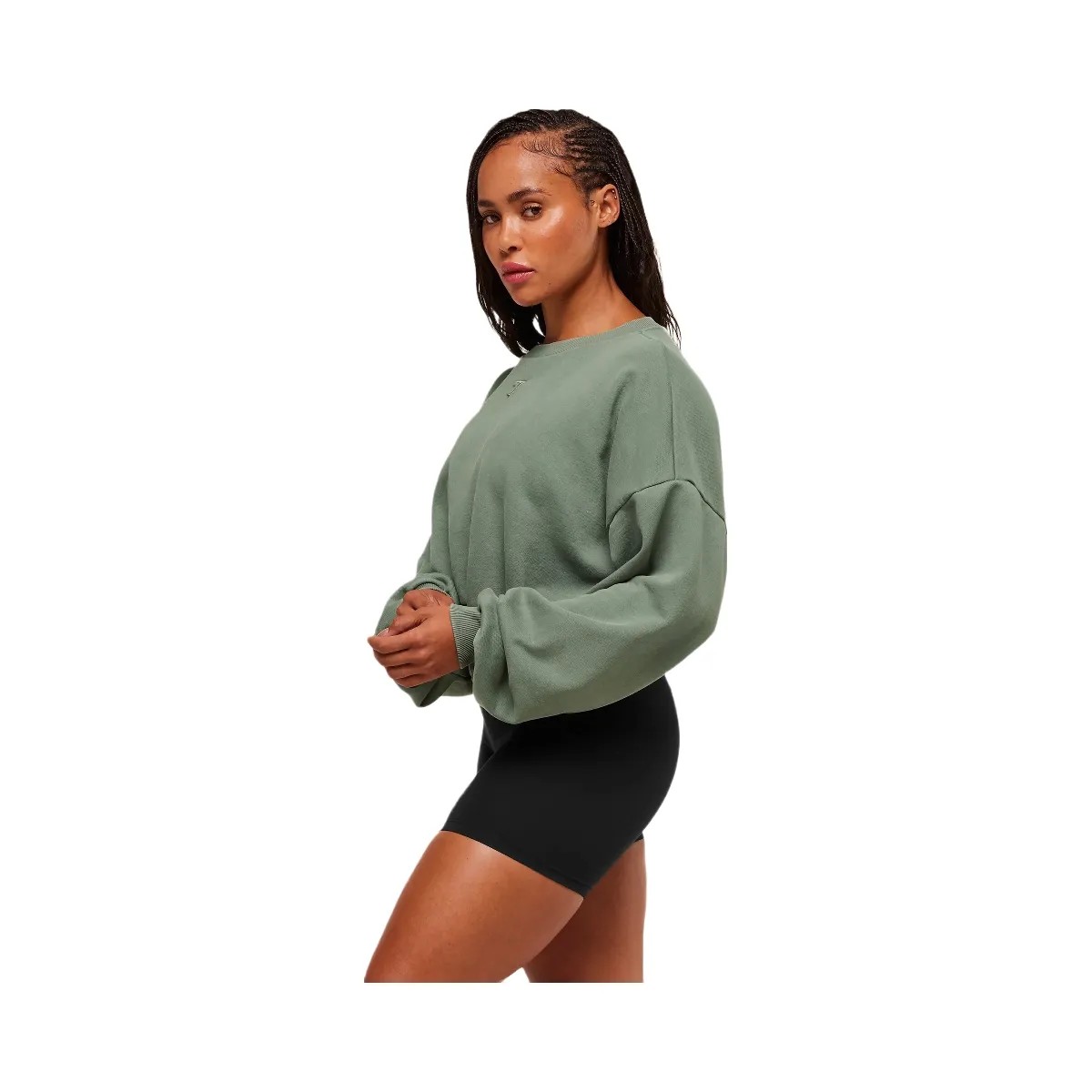 Gymshark Power Washed Sweat Top - Unit Green/Acid Wash Small Ball - HypeFly India View 3