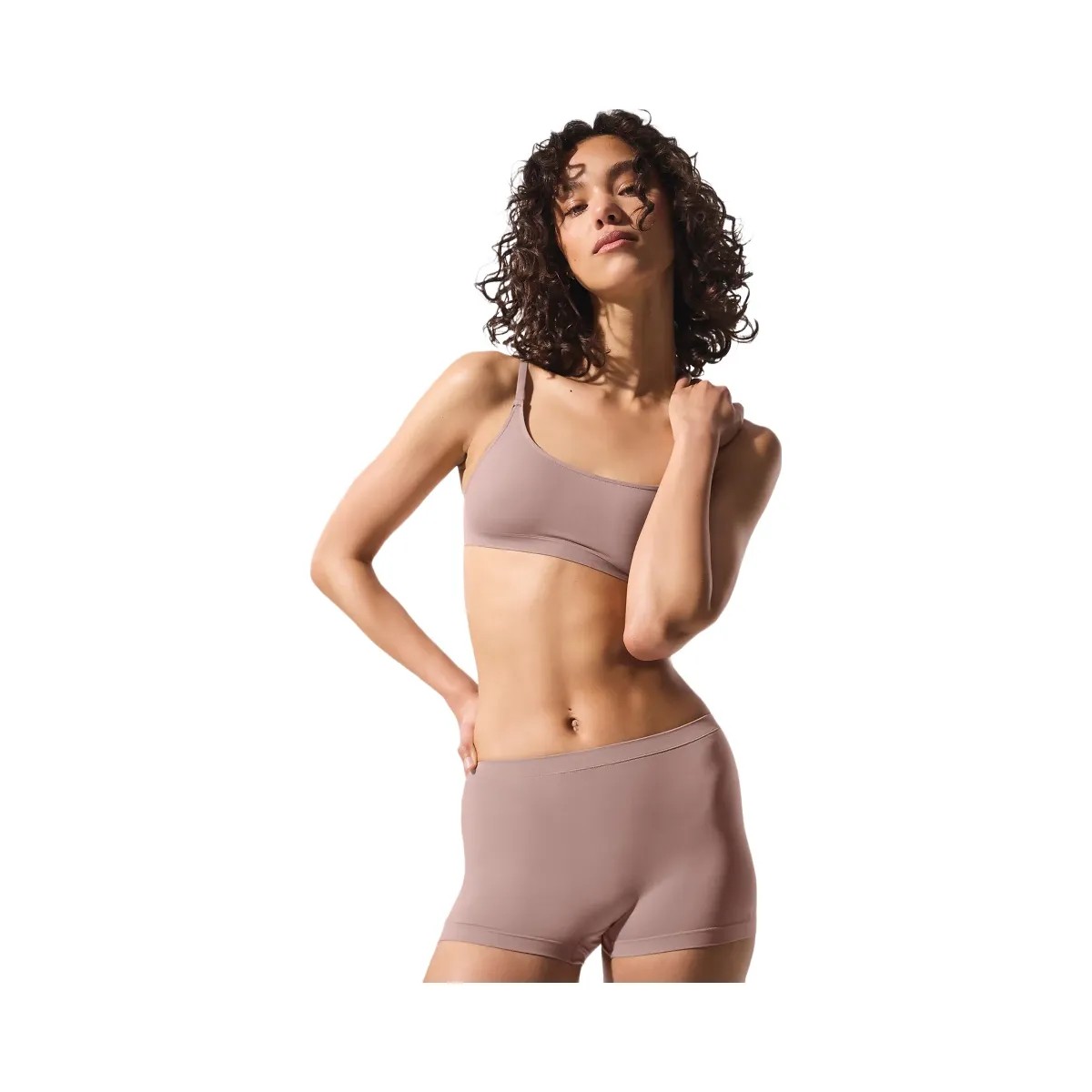 Alo Women's Sheer Glow Boyshort - Taupe - HypeFly India View 1