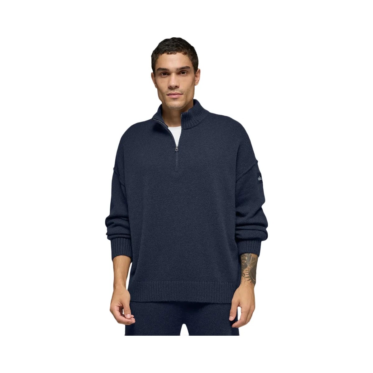 Alo Men's Wool Cashmere New Class 1/4 Zip Pullover - Navy - HypeFly India View 1