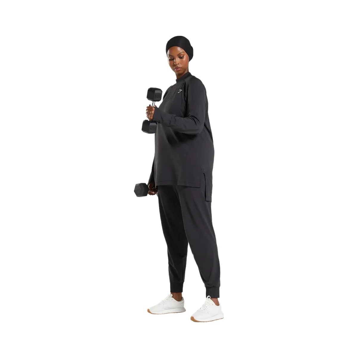 Gymshark Vital Long Line Top - Black Marl - HypeFly India View 5