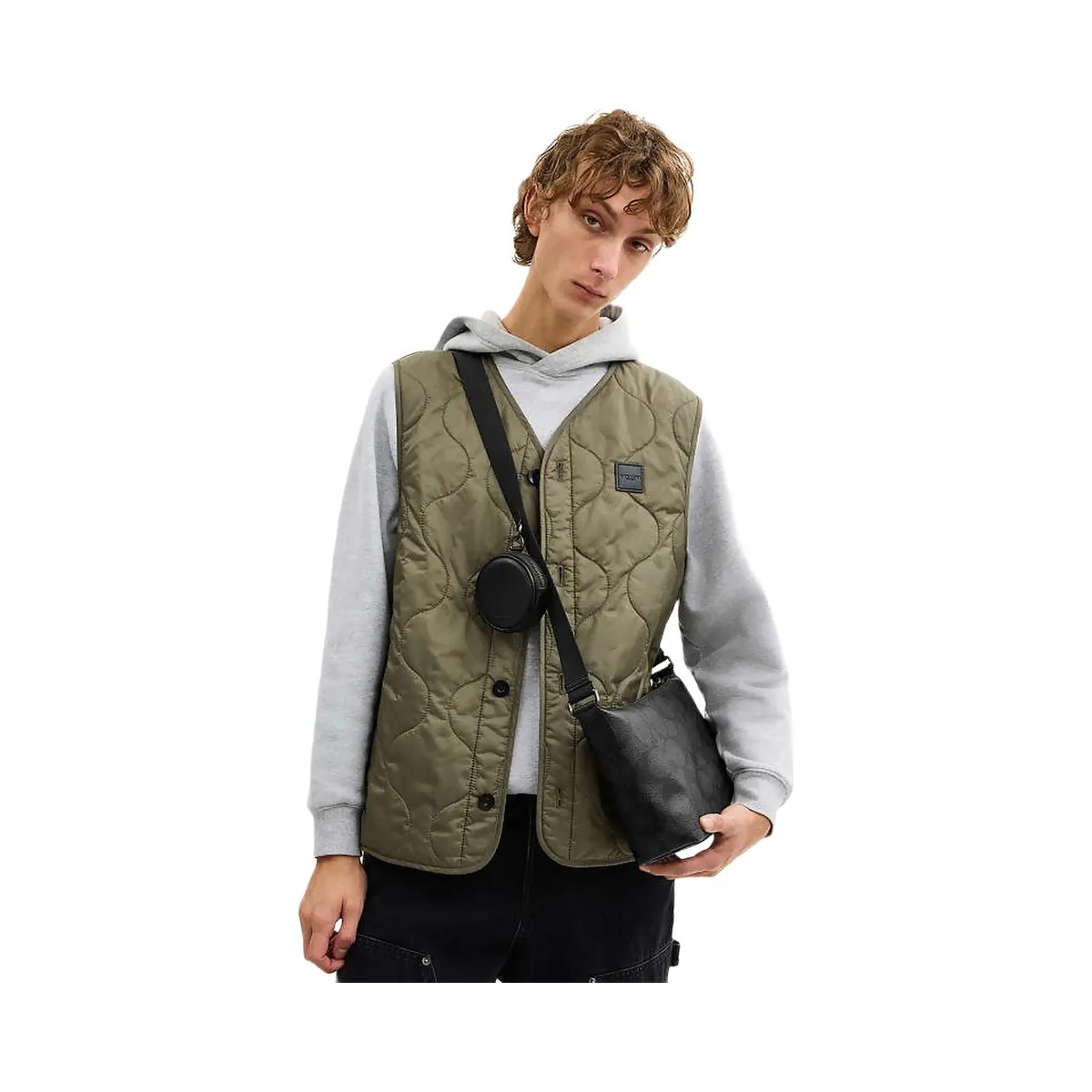 Coach Small Finn Crossbody Bag With Pouch In Maxi Signature Canvas Signature Canvas-Gunmetal-Charcoal-Black - HypeFly India View 3