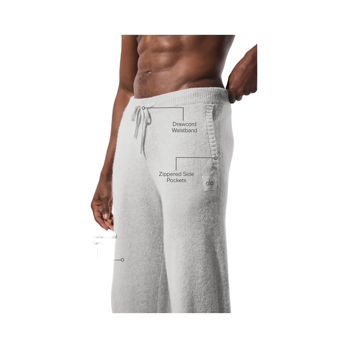 Alo Men's Wool Cashmere New Class Sweatpant - Pearl Grey Heather - HypeFly India View 3