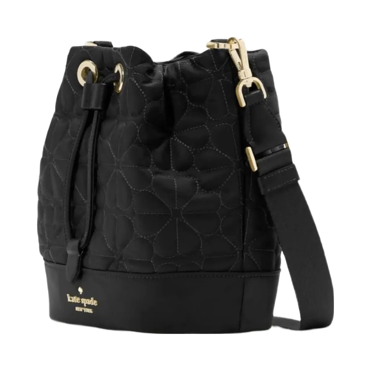 Kate Spade Flower Quilted Fabric Bucket Bag Black - HypeFly India View 3