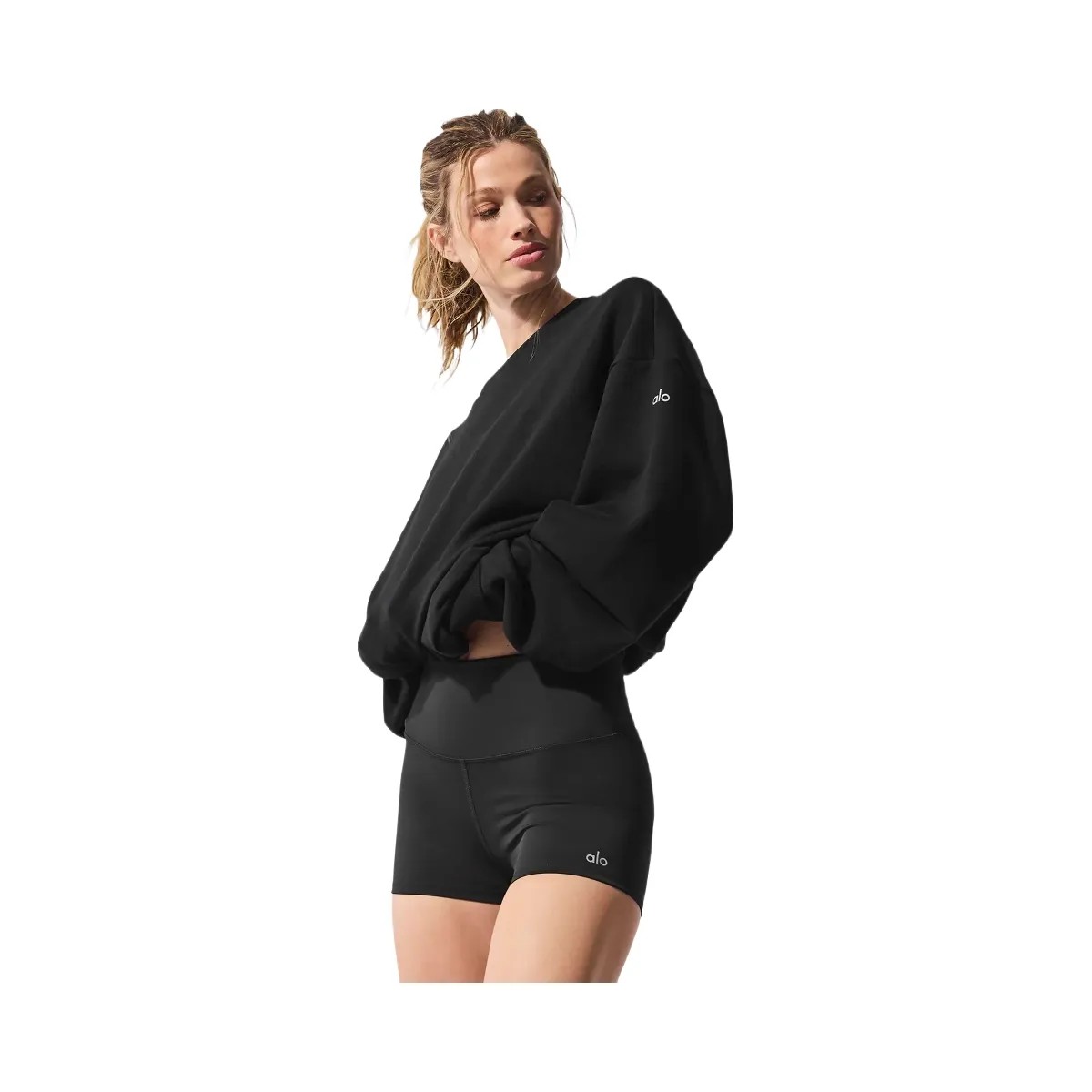 Alo Women's Chill Crew Neck Pullover - Black - HypeFly India View 4