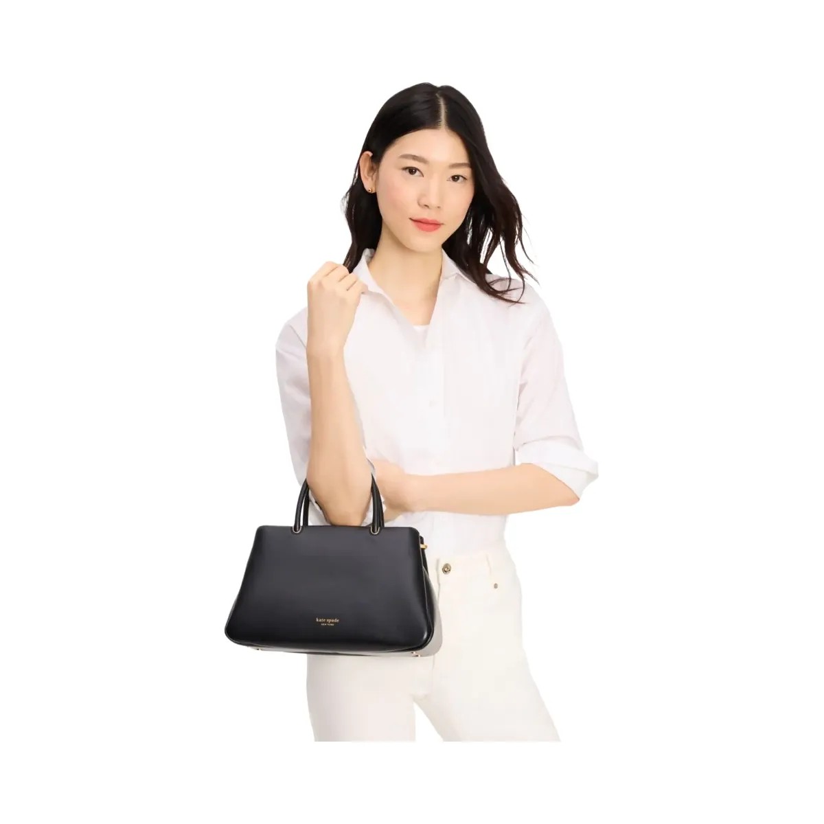 Kate Spade Grace Fine Grain Leather Medium Satchel Black - HypeFly India View 2