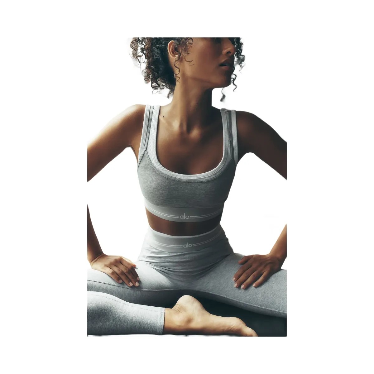 Alo Women's Alosoft Better Together Bra - Athletic Heather Grey/White - HypeFly India View 5