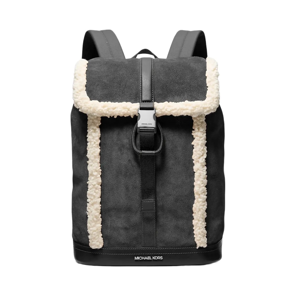 Michael Kors Cooper Suede and Sherpa Backpack Black - HypeFly India View 1