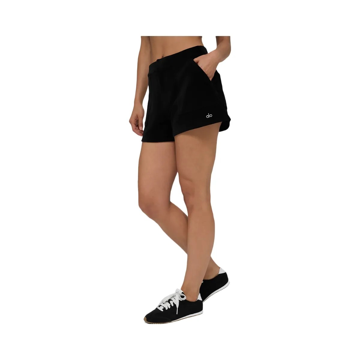Alo Women's Micro Corduroy On Duty Short - Black - HypeFly India View 5
