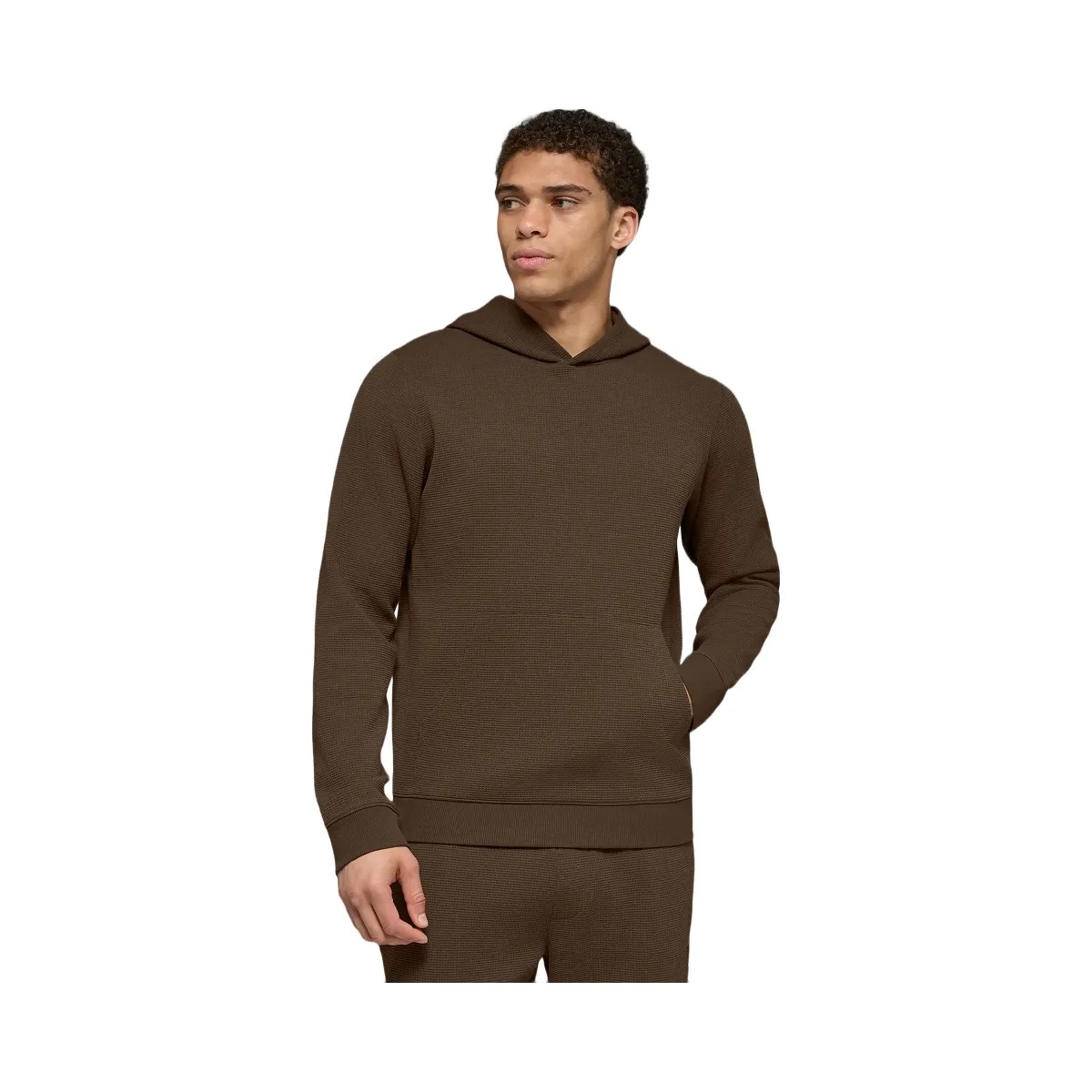 Alo Men's Waffle Lounge Hoodie - Espresso - HypeFly India View 1