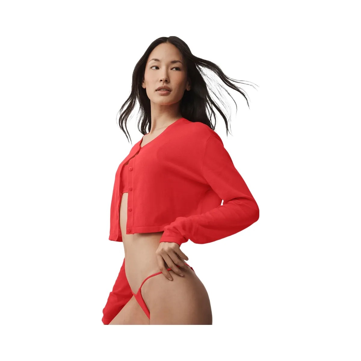 Alo Women's Supernatural Sweater Cardigan - Bright Red - HypeFly India View 3