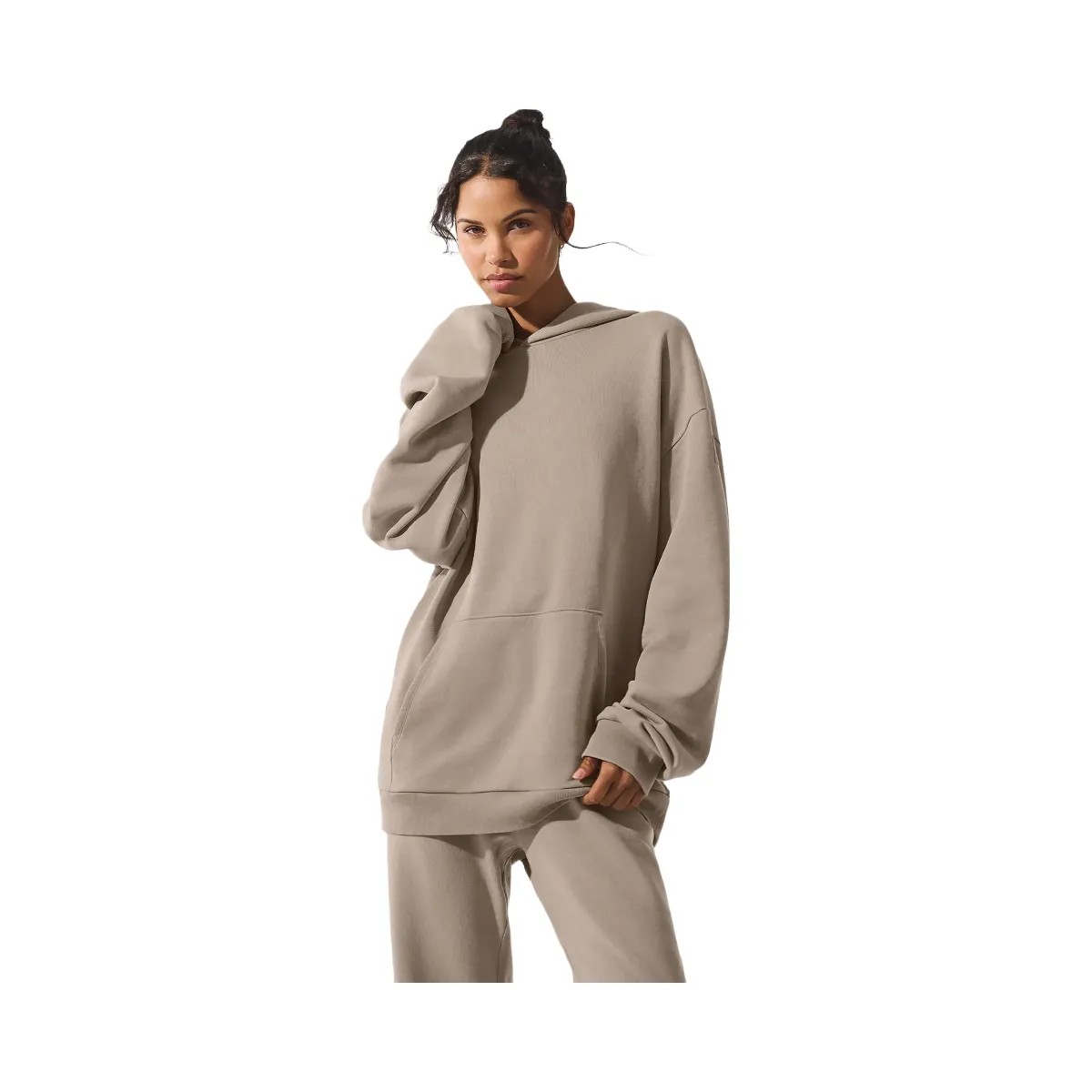 Alo Women's Chill Vintage Wash Hoodie - Gravel Wash - HypeFly India View 4