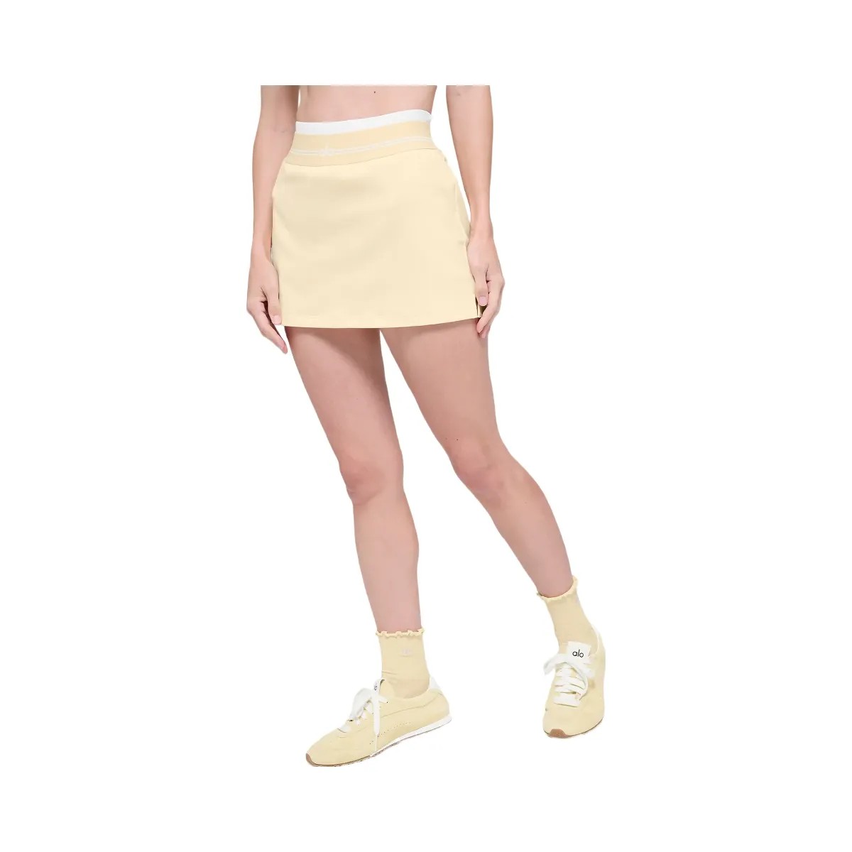 Alo Women's Airbrush Better Together Tennis Skirt - Candlelight Yellow/White - HypeFly India View 3
