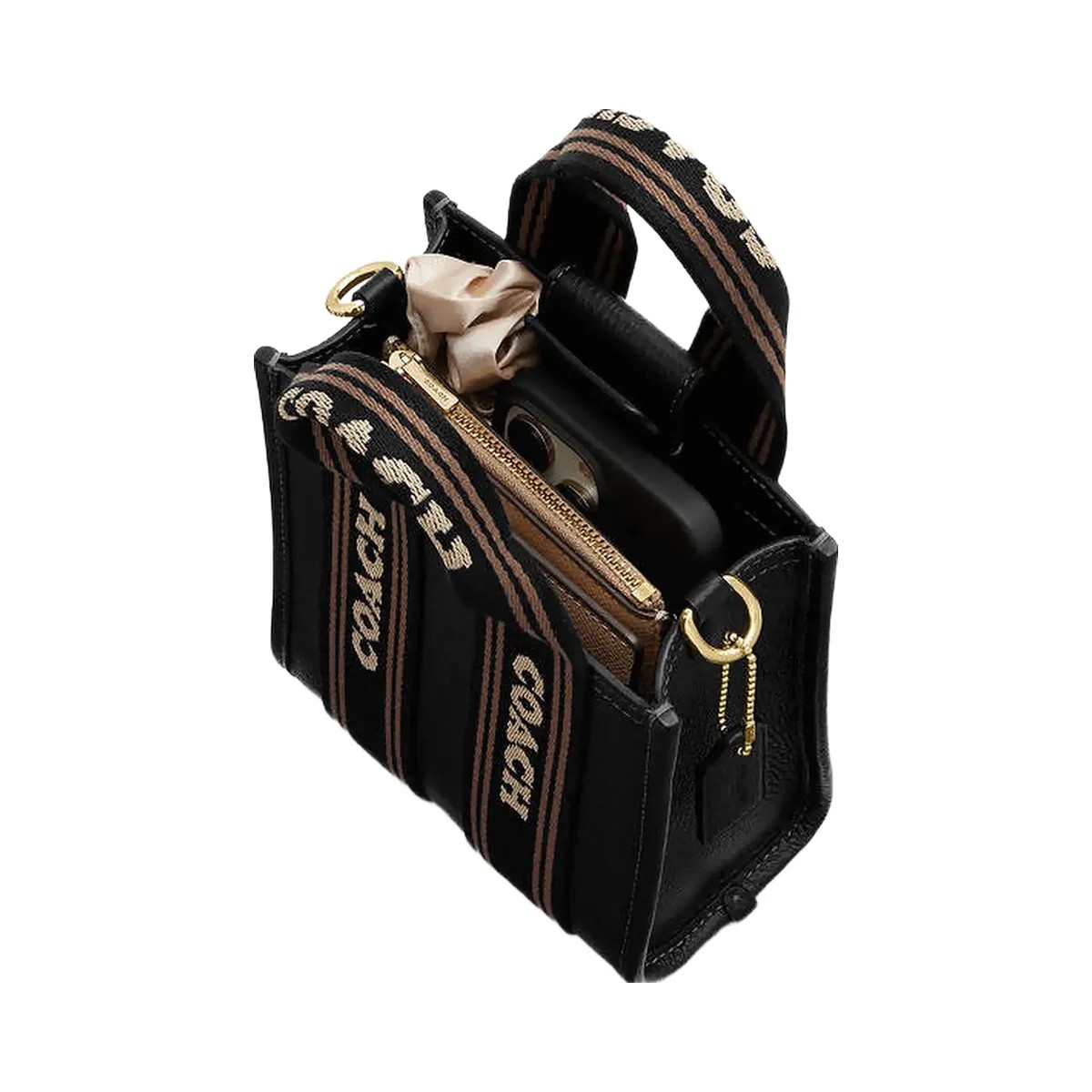 Coach Smith Mini Tote Bag Pebbled Leather-Gold-Black Multi - HypeFly India View 4