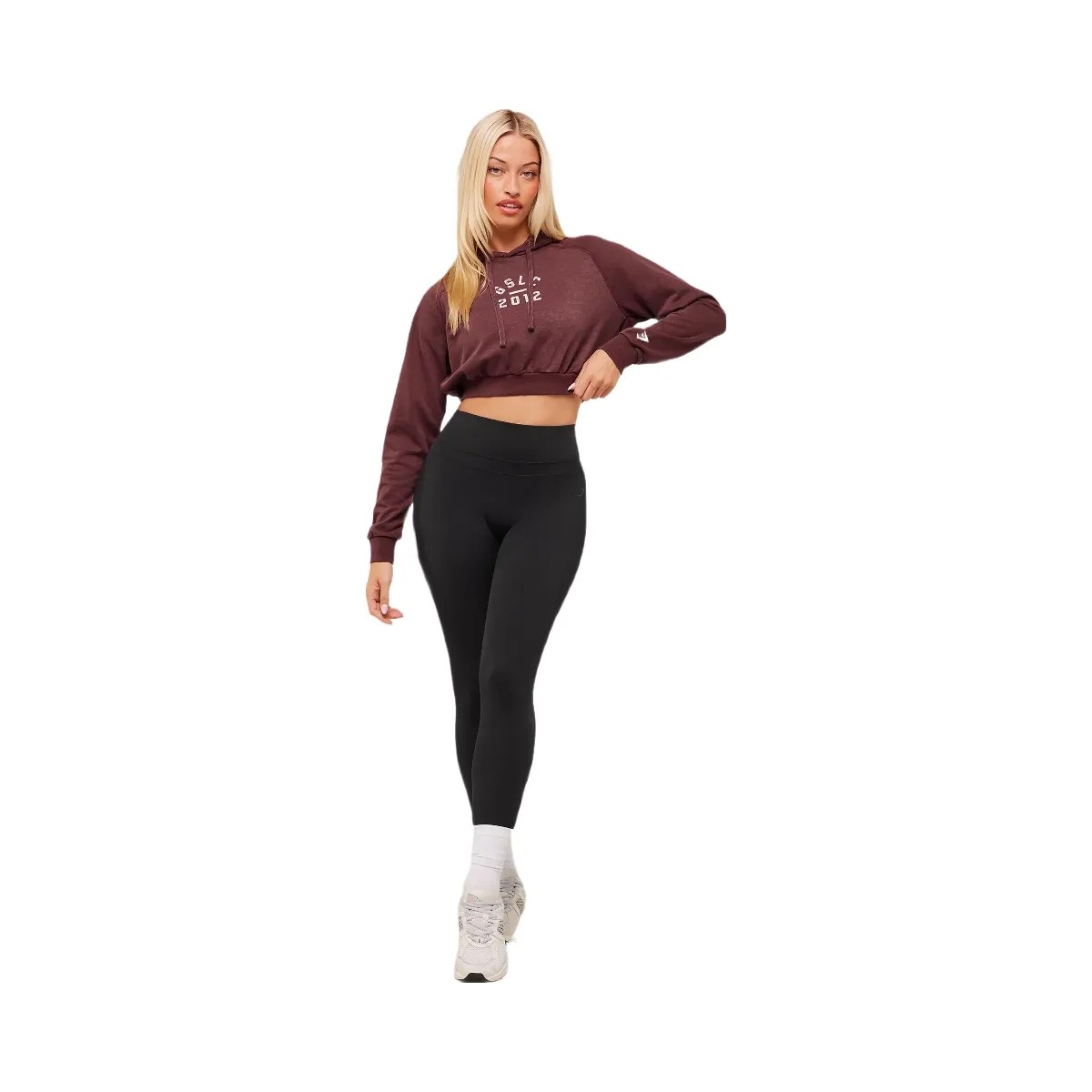 Gymshark Lifting Club 2012 Graphic Cropped Hoodie - Rich Maroon/Wash - HypeFly India View 4