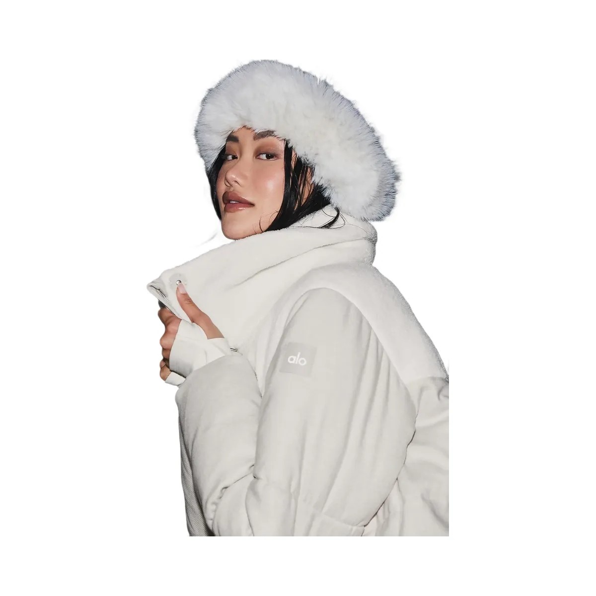 Alo Women's Snowfall Puffer Coat - White Oak - HypeFly India View 6