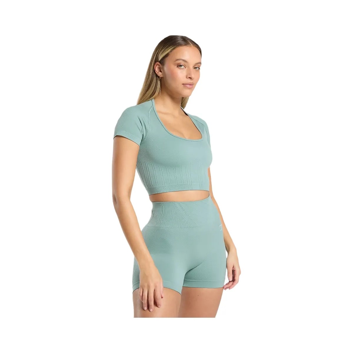 Gymshark Corset Seamless Crop Top - Celeste Blue - HypeFly India View 3
