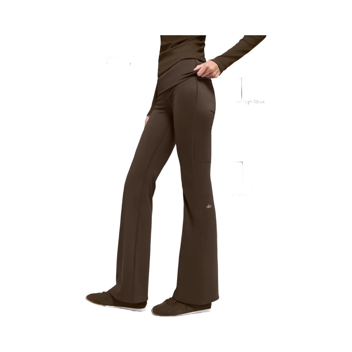 Alo Women's ALO Softsculpt Foldover Flare Legging - Espresso - HypeFly India View 2