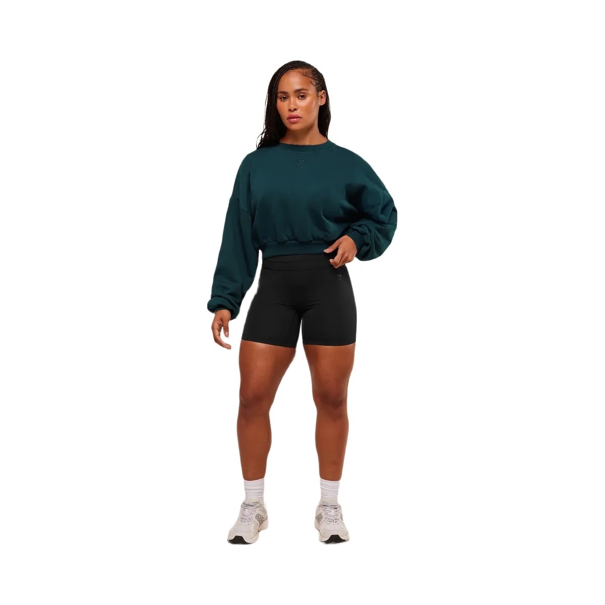 Gymshark Power Washed Sweat Top - Deep Petrol Blue/Acid Wash Small Ball - HypeFly India View 3