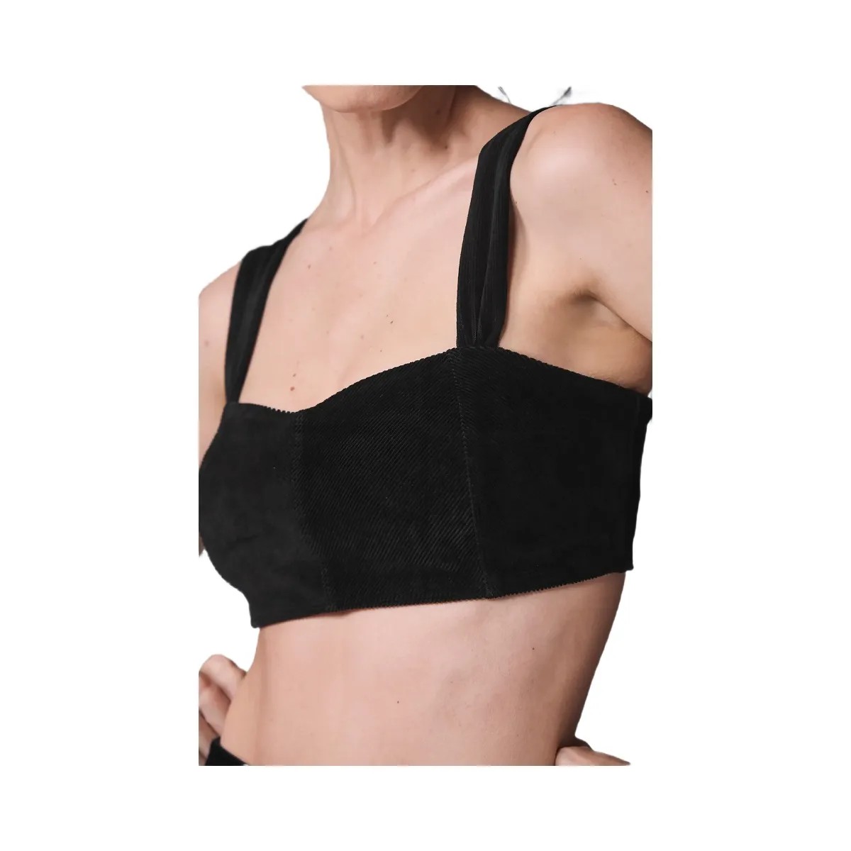 Alo Women's Micro Corduroy Winter Break Bra - Black - HypeFly India View 4