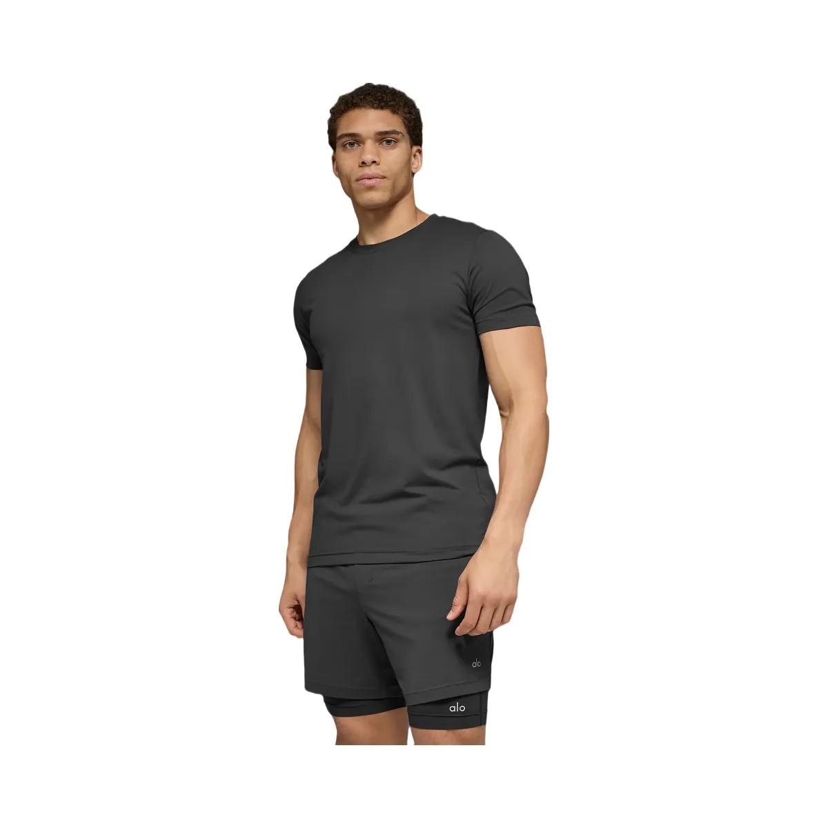 Alo Men's Conquer Reform Crewneck Short Sleeve - Anthracite - HypeFly India View 5