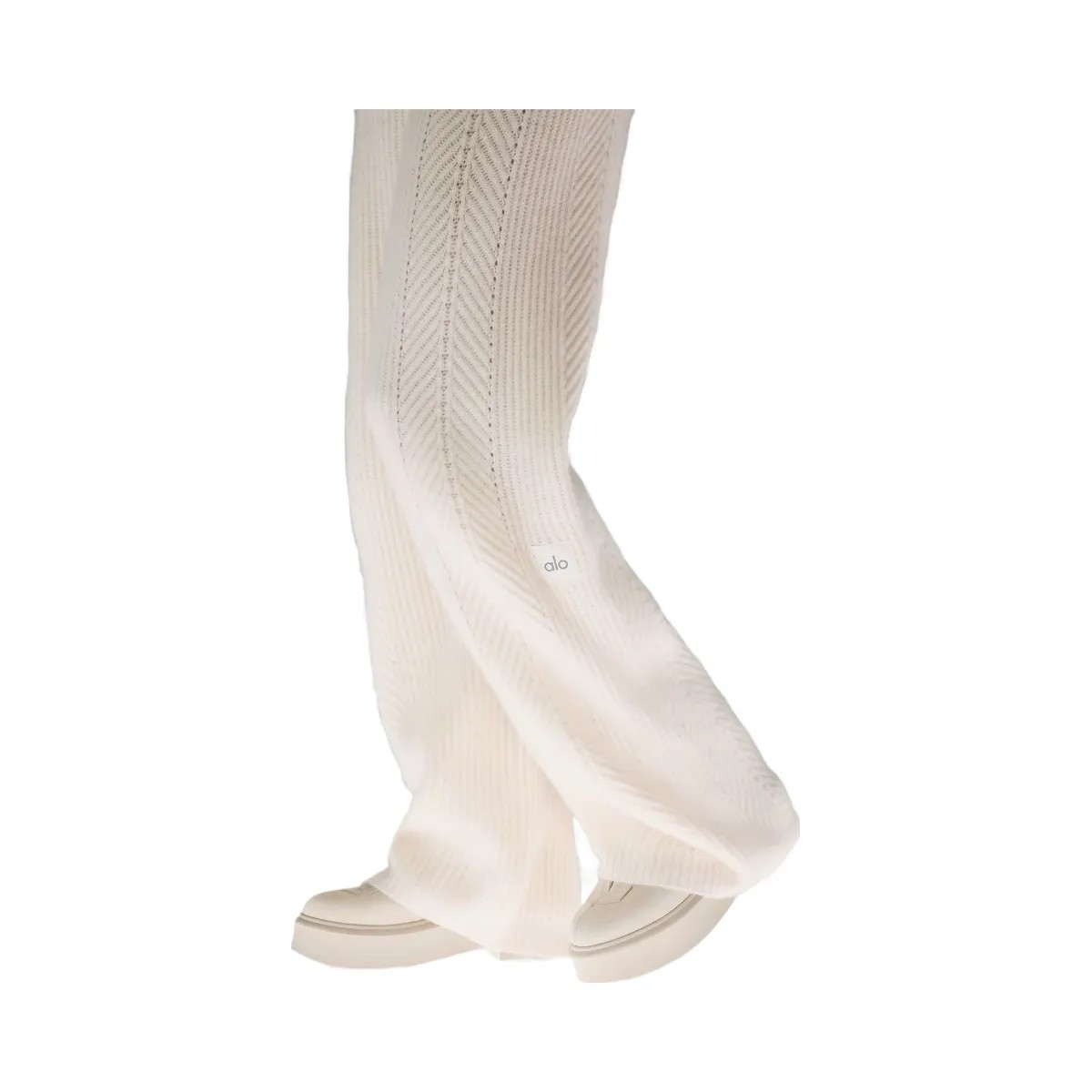Alo Women's Winter Magic Cashmere Wide Leg Pant - Ivory - HypeFly India View 4