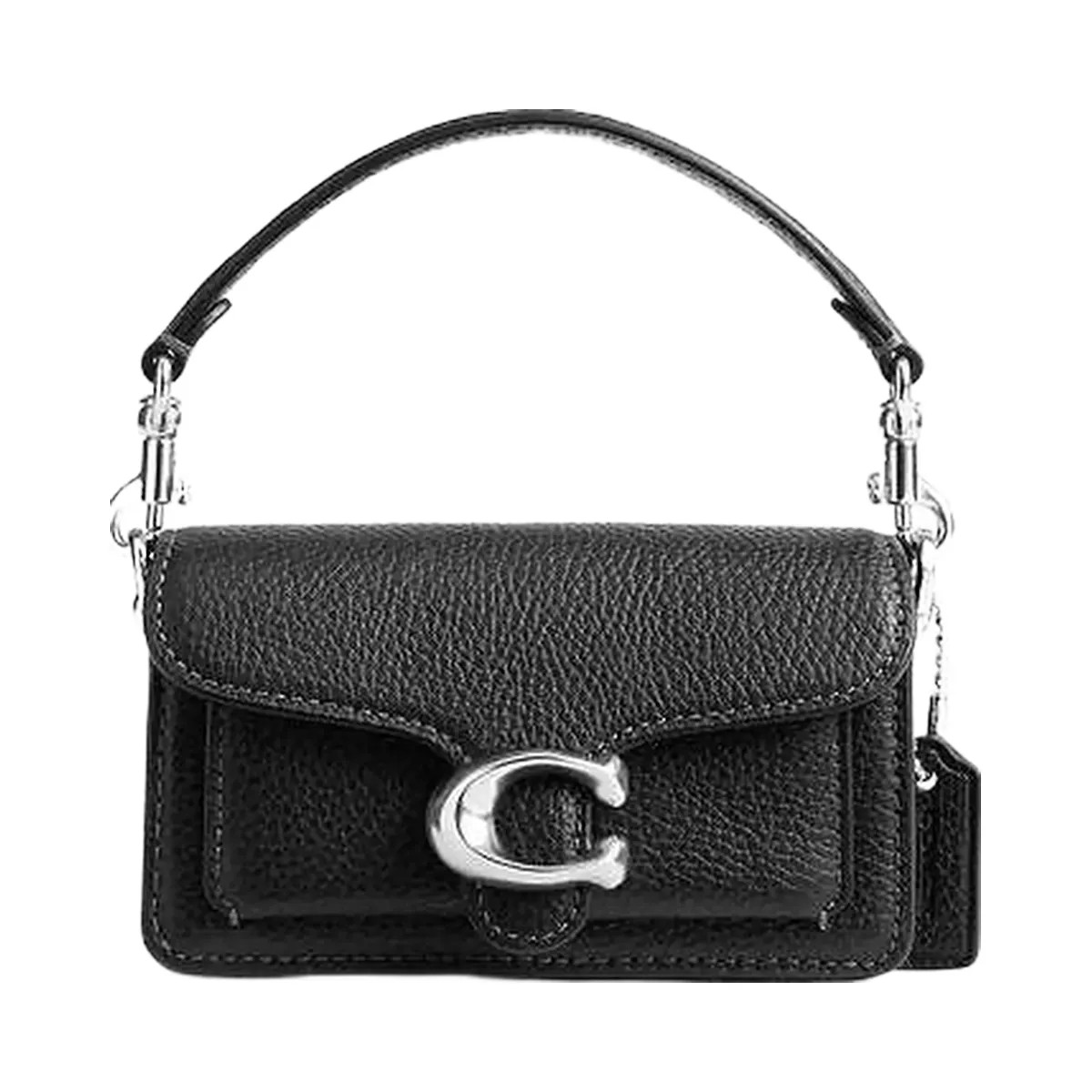 Coach Tabby Bag 12 Polished Pebble Leather-Silver-Black - HypeFly India View 1