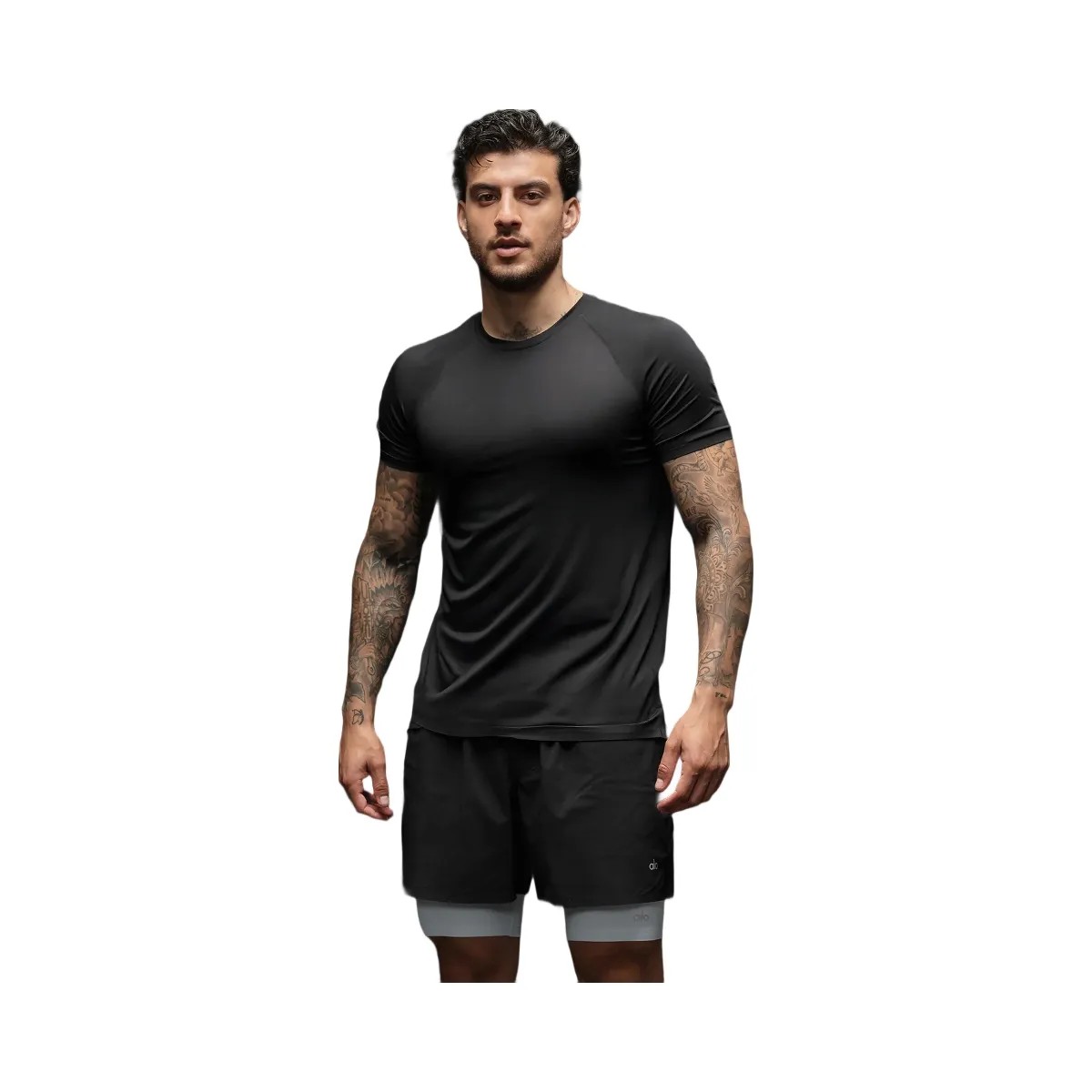 Alo Men's Idol Crewneck Short Sleeve - Black - HypeFly India View 6